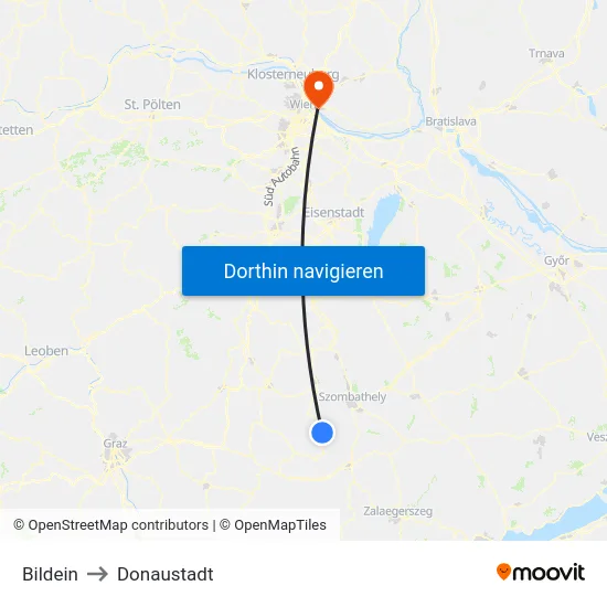 Bildein to Donaustadt map