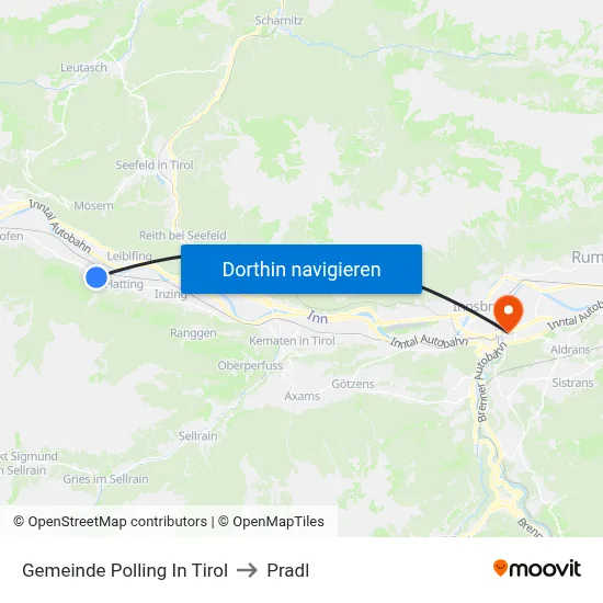 Gemeinde Polling In Tirol to Pradl map