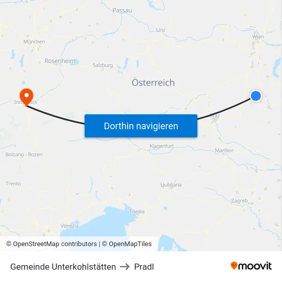 Gemeinde Unterkohlstätten to Pradl map