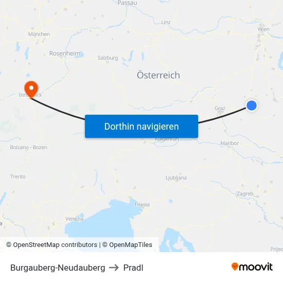 Burgauberg-Neudauberg to Pradl map