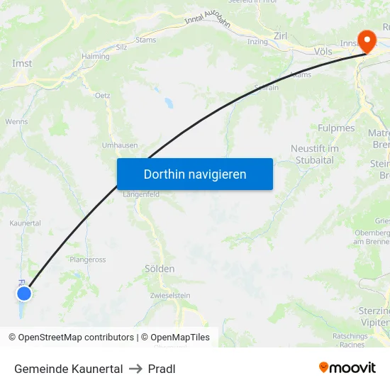 Gemeinde Kaunertal to Pradl map