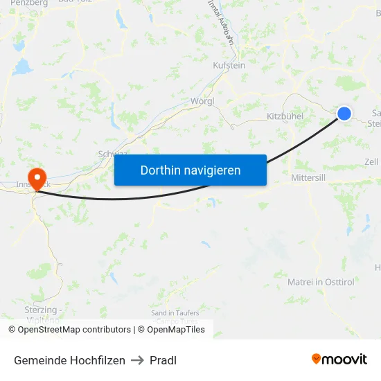 Gemeinde Hochfilzen to Pradl map