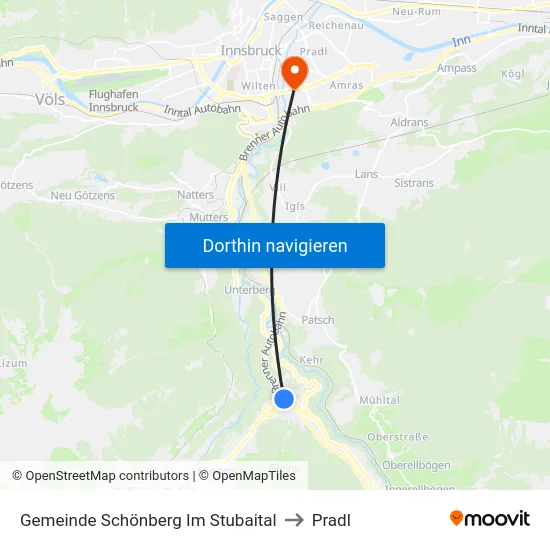 Gemeinde Schönberg Im Stubaital to Pradl map