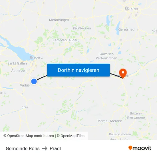 Gemeinde Röns to Pradl map