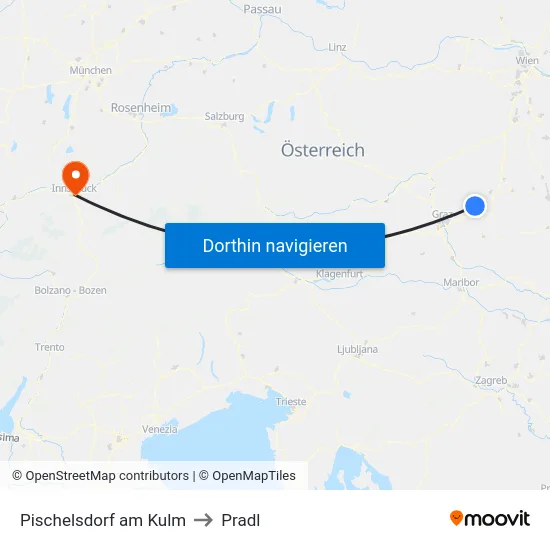 Pischelsdorf am Kulm to Pradl map