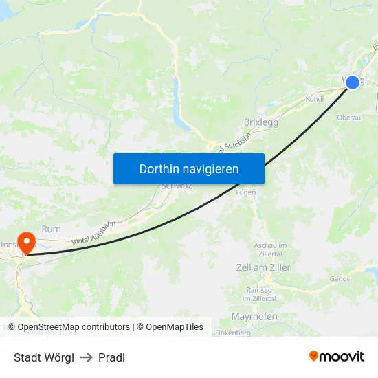 Stadt Wörgl to Pradl map