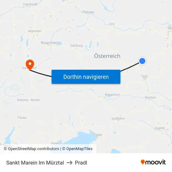 Sankt Marein Im Mürztal to Pradl map