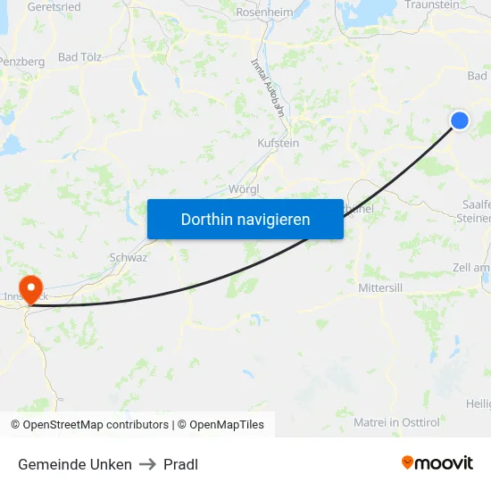 Gemeinde Unken to Pradl map