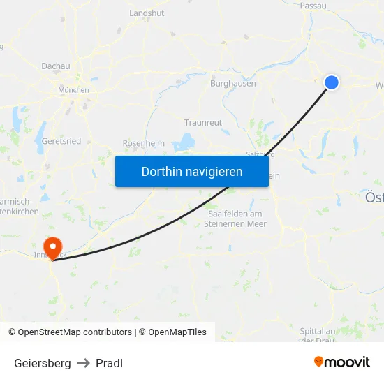 Geiersberg to Pradl map