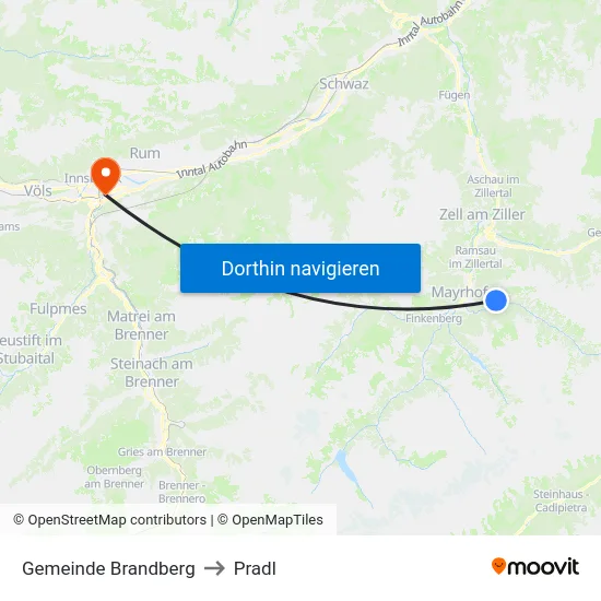 Gemeinde Brandberg to Pradl map