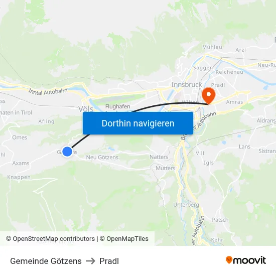 Gemeinde Götzens to Pradl map