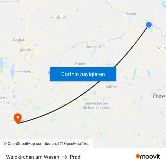 Waldkirchen am Wesen to Pradl map