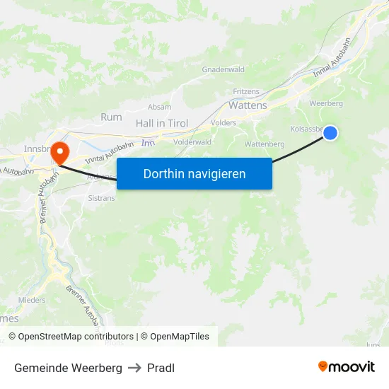 Gemeinde Weerberg to Pradl map