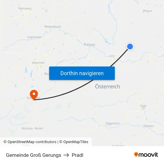 Gemeinde Groß Gerungs to Pradl map