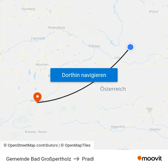 Gemeinde Bad Großpertholz to Pradl map