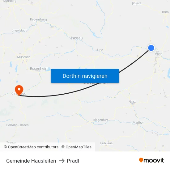 Gemeinde Hausleiten to Pradl map