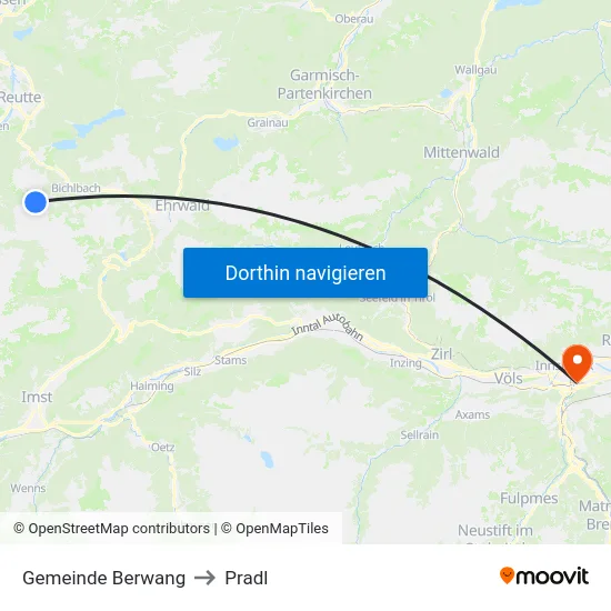 Gemeinde Berwang to Pradl map