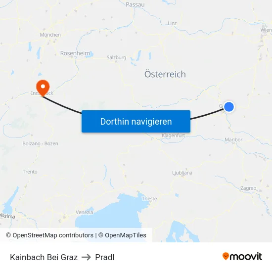 Kainbach Bei Graz to Pradl map