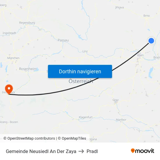 Gemeinde Neusiedl An Der Zaya to Pradl map