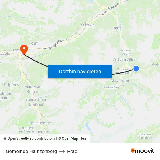 Gemeinde Hainzenberg to Pradl map