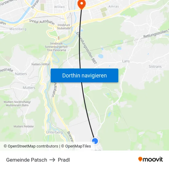 Gemeinde Patsch to Pradl map