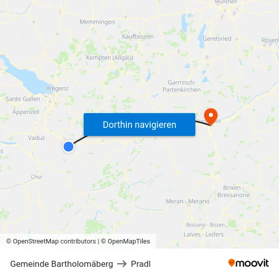 Gemeinde Bartholomäberg to Pradl map