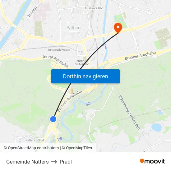 Gemeinde Natters to Pradl map