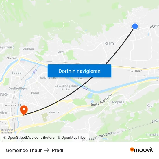 Gemeinde Thaur to Pradl map
