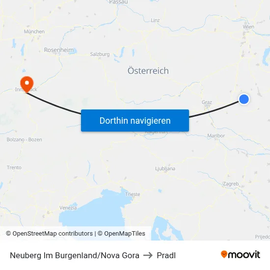 Neuberg Im Burgenland/Nova Gora to Pradl map