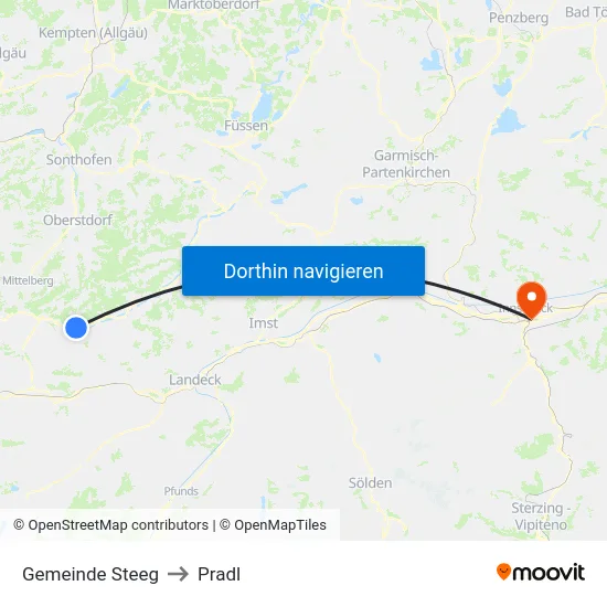 Gemeinde Steeg to Pradl map