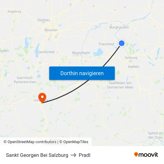 Sankt Georgen Bei Salzburg to Pradl map
