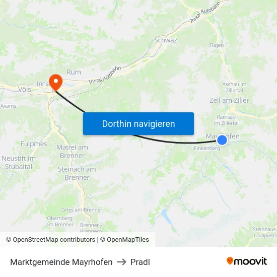 Marktgemeinde Mayrhofen to Pradl map