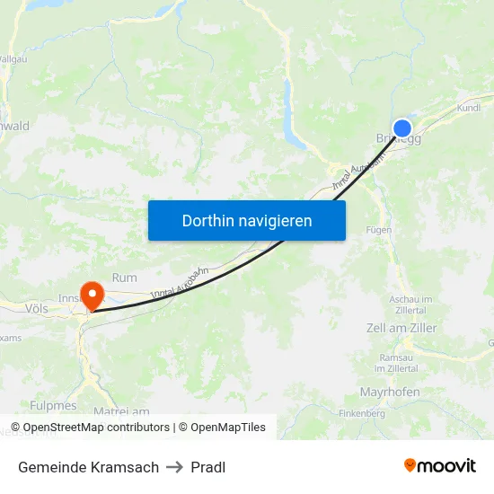 Gemeinde Kramsach to Pradl map