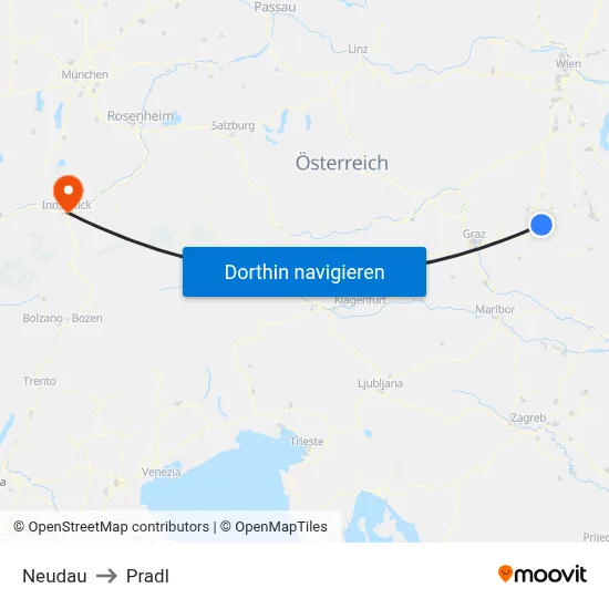 Neudau to Pradl map