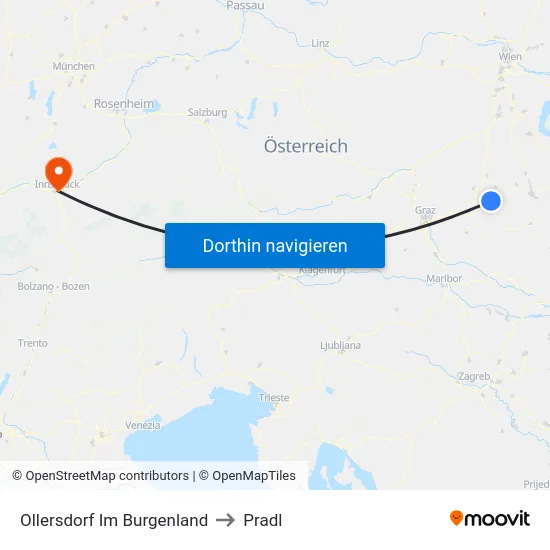 Ollersdorf Im Burgenland to Pradl map