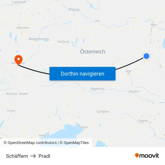 Schäffern to Pradl map