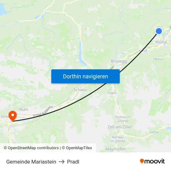 Gemeinde Mariastein to Pradl map