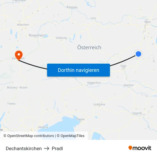 Dechantskirchen to Pradl map