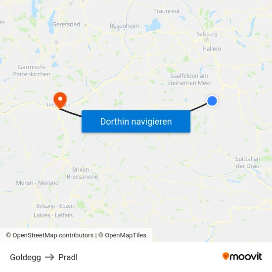 Goldegg to Pradl map