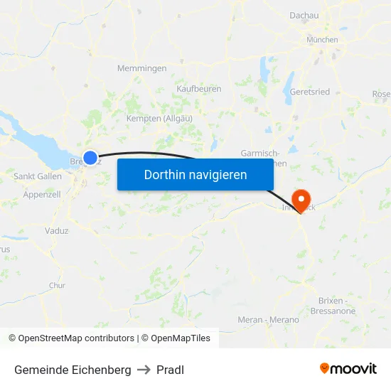 Gemeinde Eichenberg to Pradl map