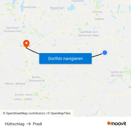 Hüttschlag to Pradl map