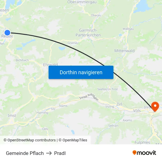 Gemeinde Pflach to Pradl map