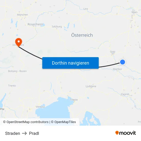 Straden to Pradl map