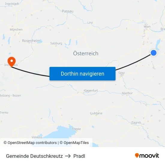 Gemeinde Deutschkreutz to Pradl map