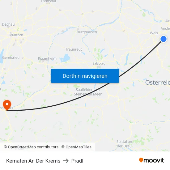 Kematen An Der Krems to Pradl map
