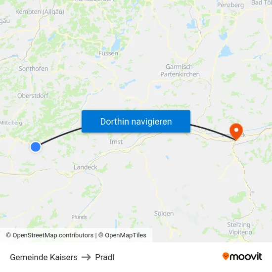 Gemeinde Kaisers to Pradl map