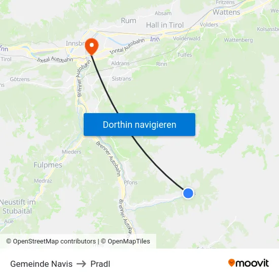 Gemeinde Navis to Pradl map