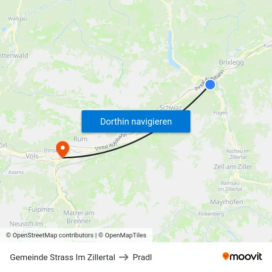 Gemeinde Strass Im Zillertal to Pradl map