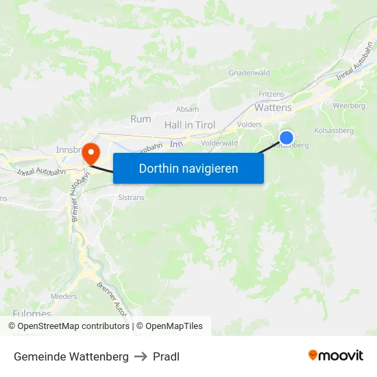 Gemeinde Wattenberg to Pradl map