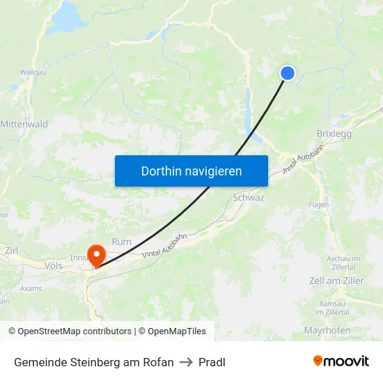 Gemeinde Steinberg am Rofan to Pradl map